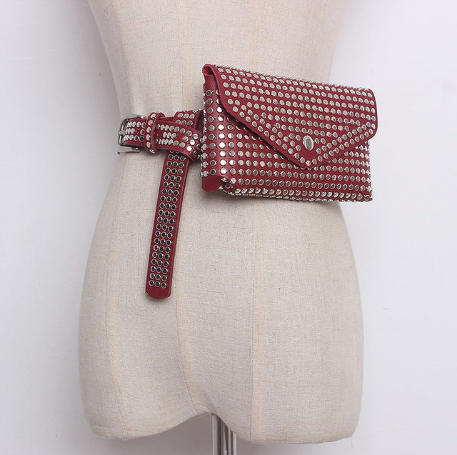 Gürteltasche Damen Luxus Nieten – Designer Bauchtasche Punk Style