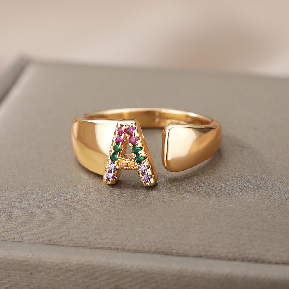 Hex Star – Zirkon Initial Ring 18K Gold