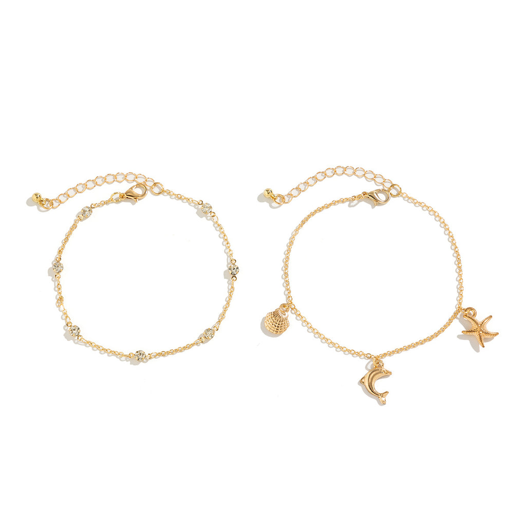Beach Anklet Set – Stern, Schmetterling, Perlen & Muscheln | Ocean Style