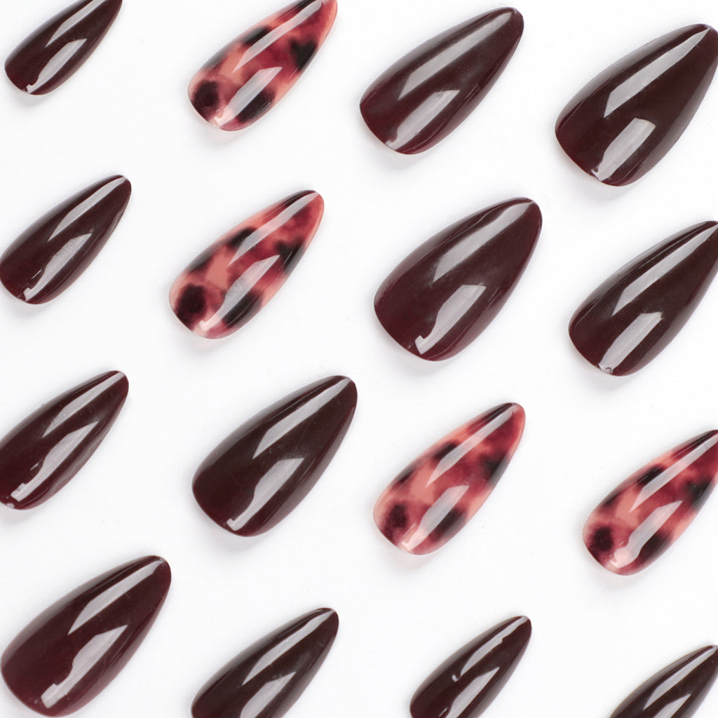 Press-On Nails French Colorblock – Mandelförmige Kunstnägel