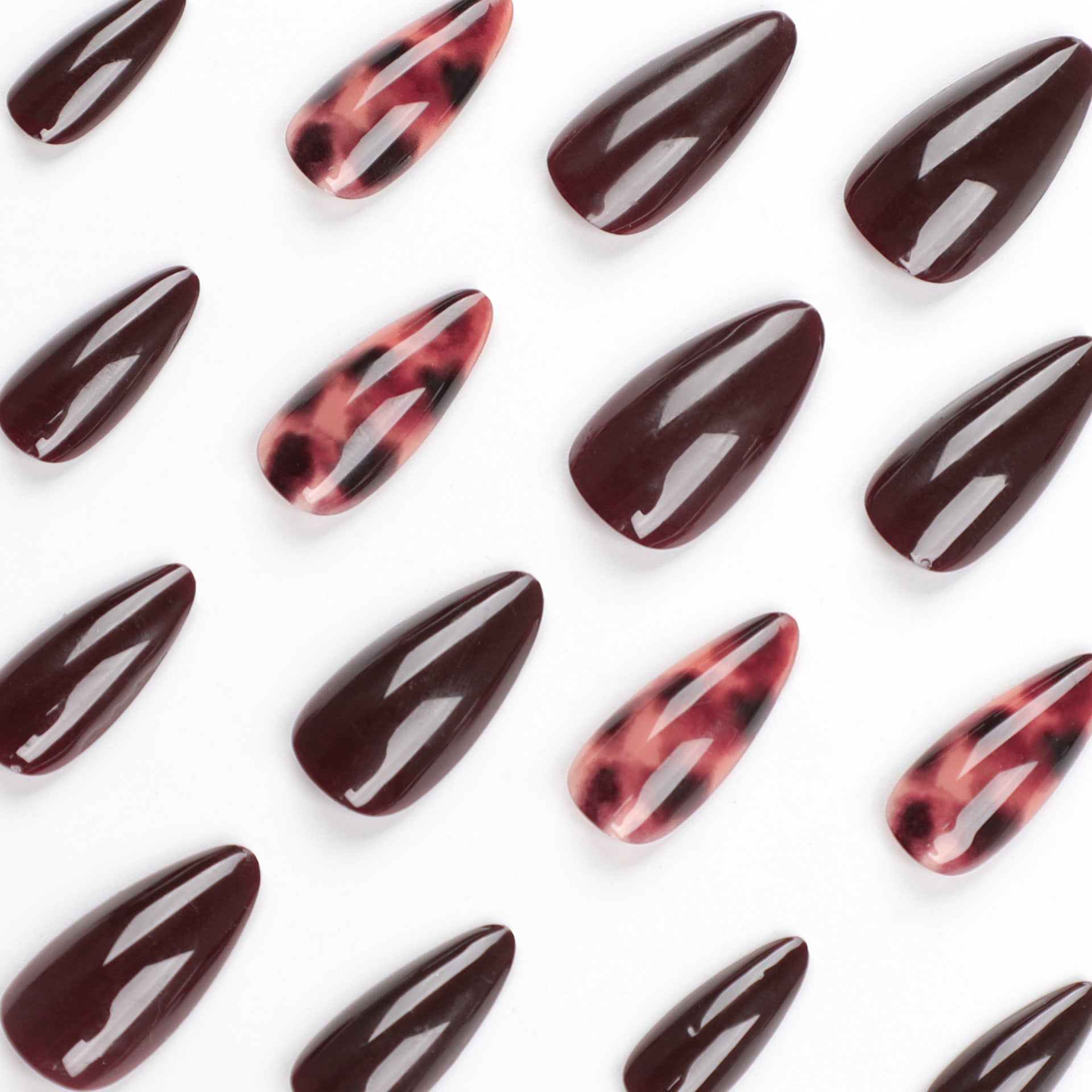 Press-On Nails French Colorblock – Mandelförmige Kunstnägel