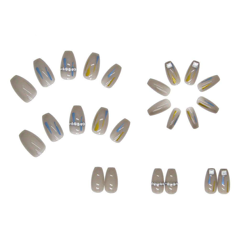 Transparente Grau Nails Damen – Eckige Künstliche Nägel High-End