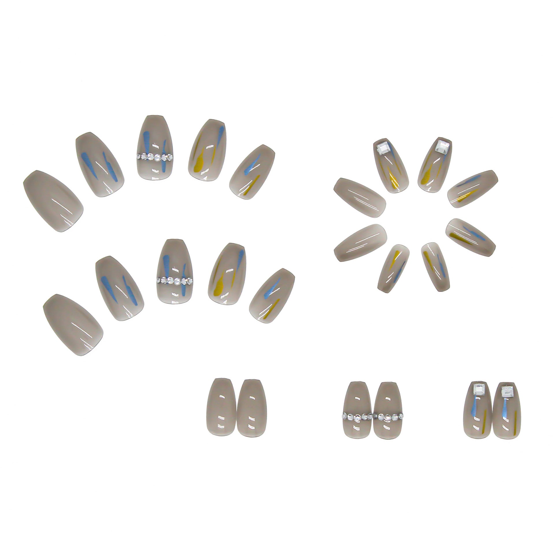 Transparente Grau Nails Damen – Eckige Künstliche Nägel High-End