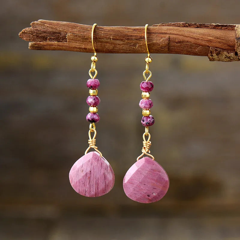 Amethyst – Perlen-Ohrhänger Naturstein