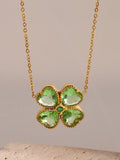 Clover – Zirkonia Kette Edelstahl Gold