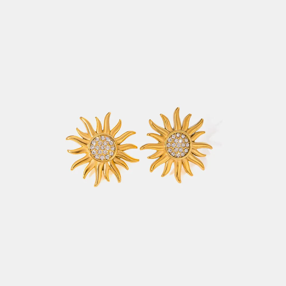 Sunflower – Blumen Ohrstecker Edelstahl Gold