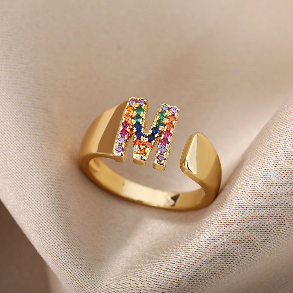 Hex Star – Zirkon Initial Ring 18K Gold
