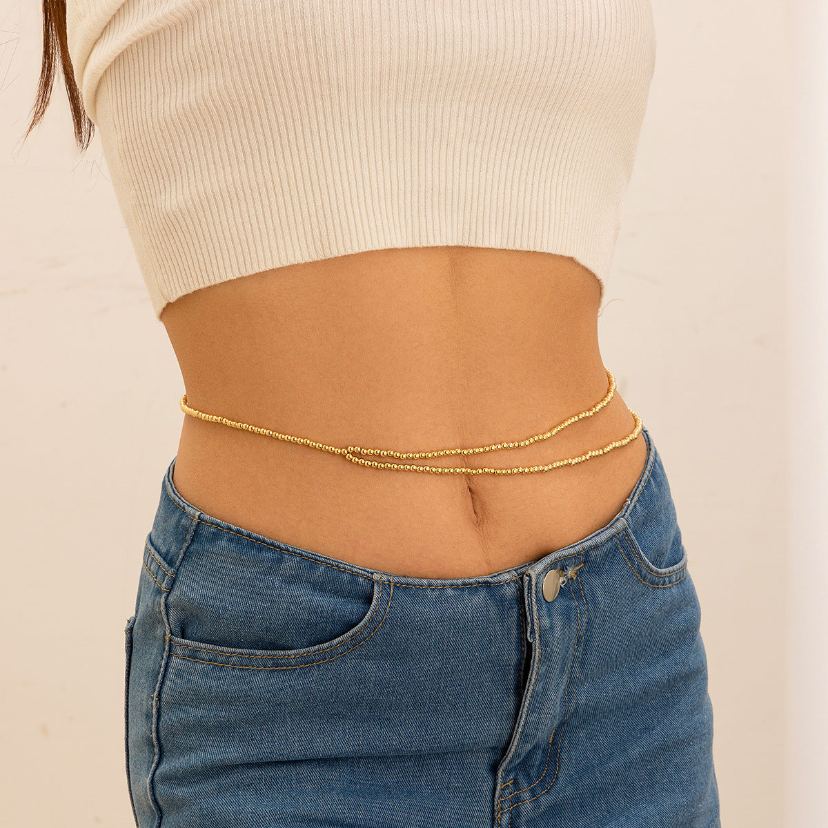 Doppellagige Perlen Taillenkette | Body Chain