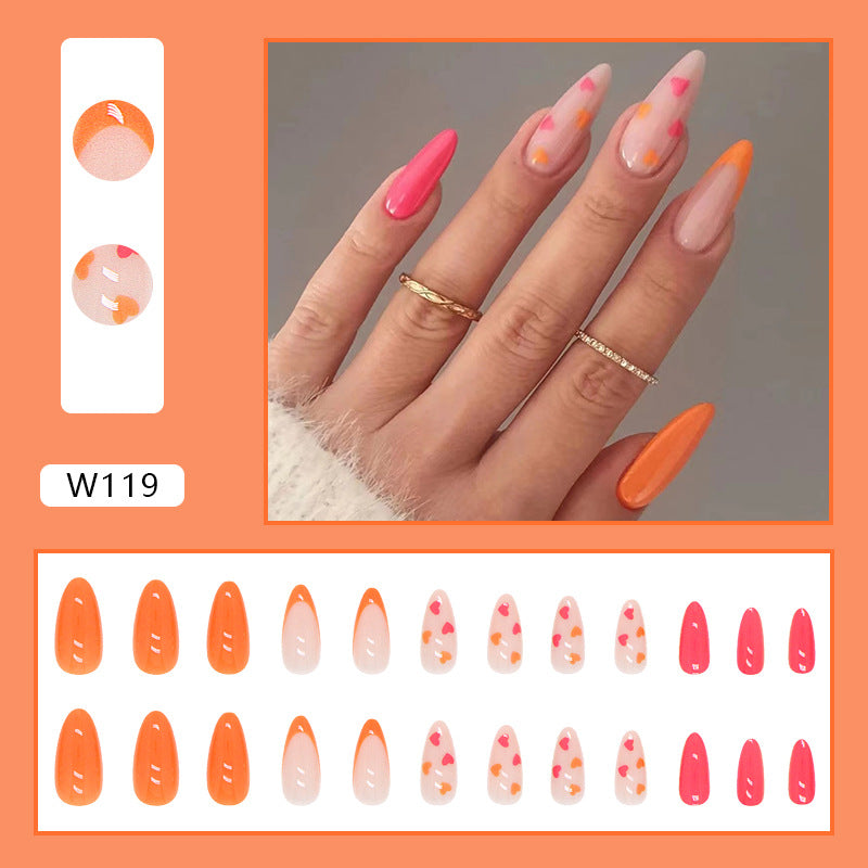 Press-On Nails Tropfenform Colorblock – Kontrastreich