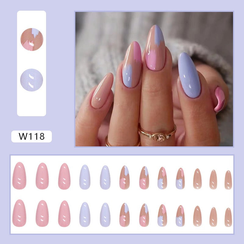 Press-On Nails Tropfenform Colorblock – Kontrastreich
