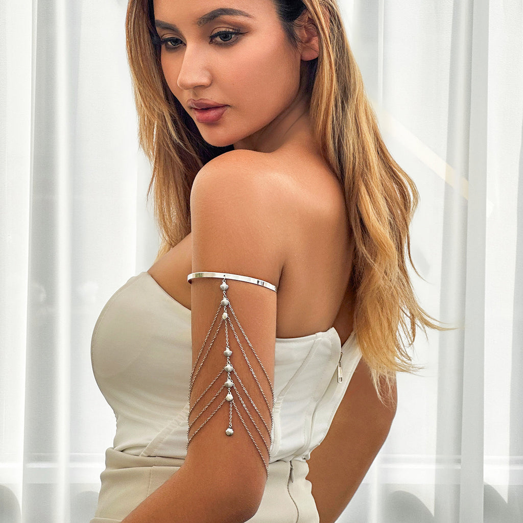 Mehrlagiges Quasten Armband – Perlen & Strass | Armkette