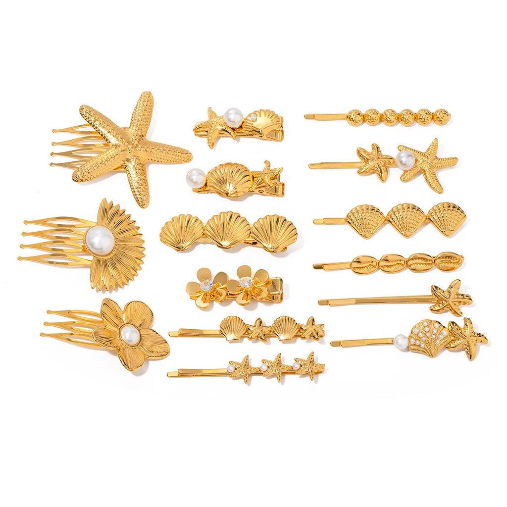 Edelstahl Muschel Haarspange – Ocean INS Style | 15 Designs