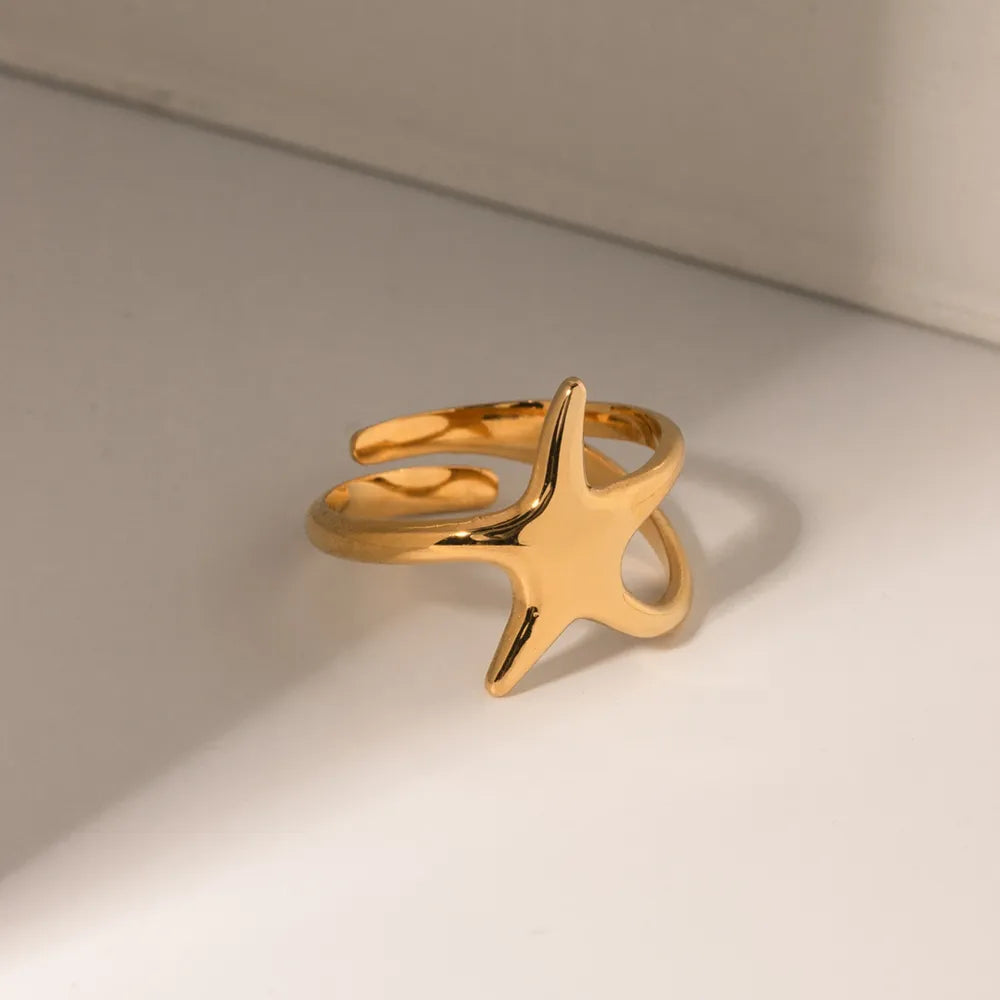 Geo Stone – Vergoldeter Stern Ring Edelstahl