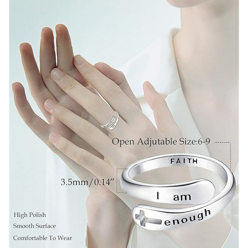 Enough – Hohler Kreuz Ring Verstellbar