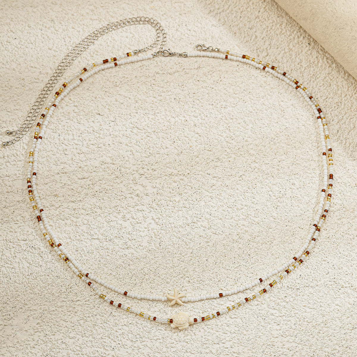 Ocean Wind Body Chain – Reisperlen Doppel-Taillenkette mit Seestern