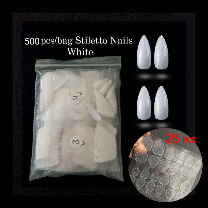 500 Stück Ballerina Nail Tips – Lange Künstliche Nägel Coffin Form