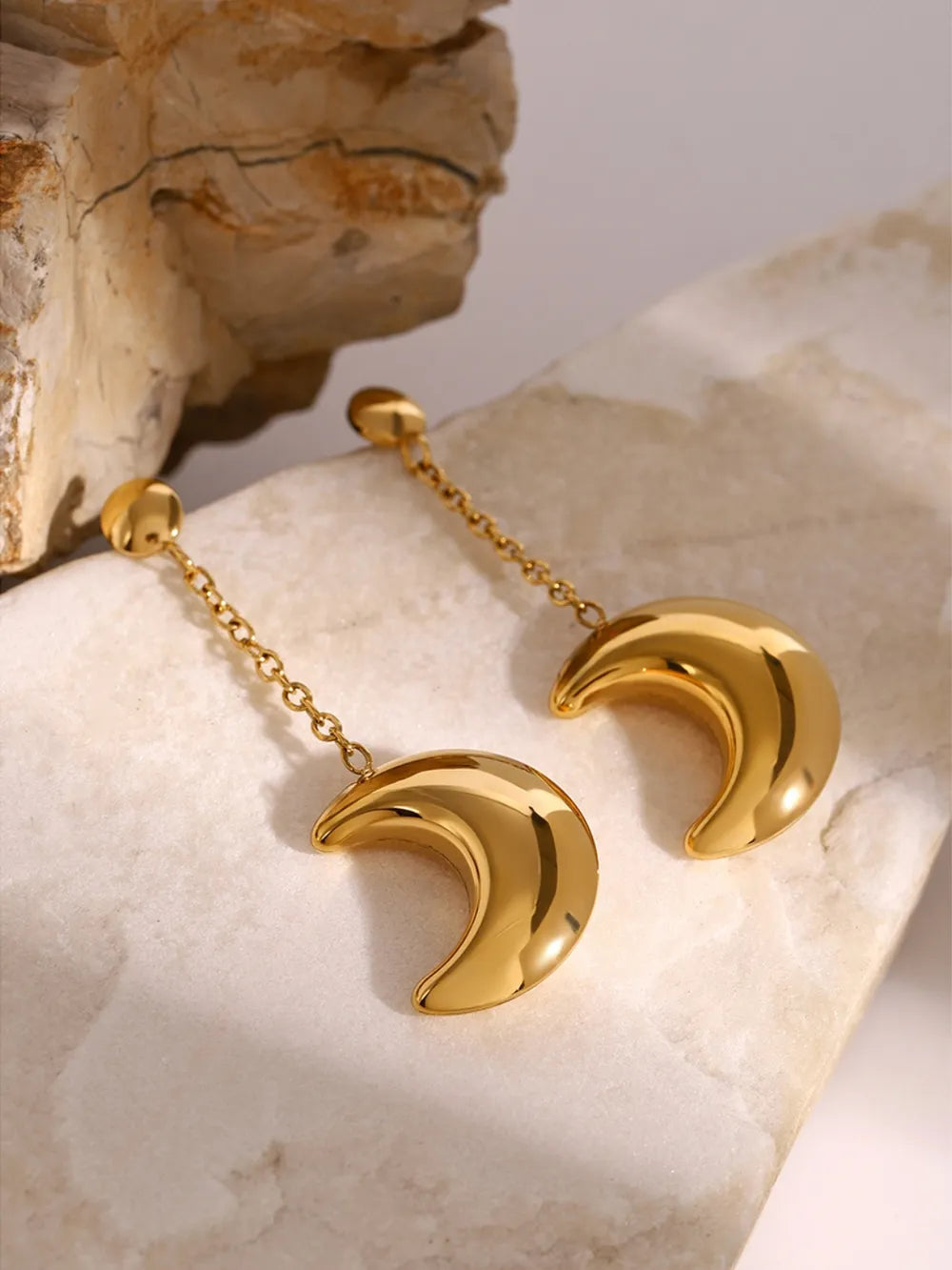 Luna – Mond Ohrringe Edelstahl Silber & Gold
