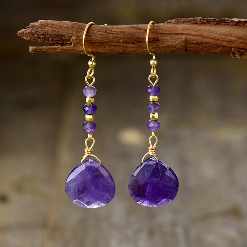 Amethyst – Perlen-Ohrhänger Naturstein
