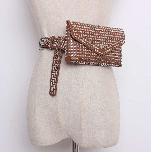 Gürteltasche Damen Luxus Nieten – Designer Bauchtasche Punk Style
