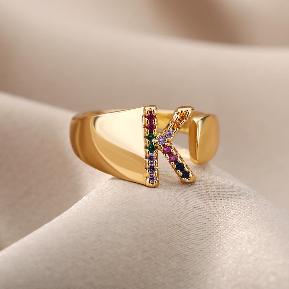 Hex Star – Zirkon Initial Ring 18K Gold