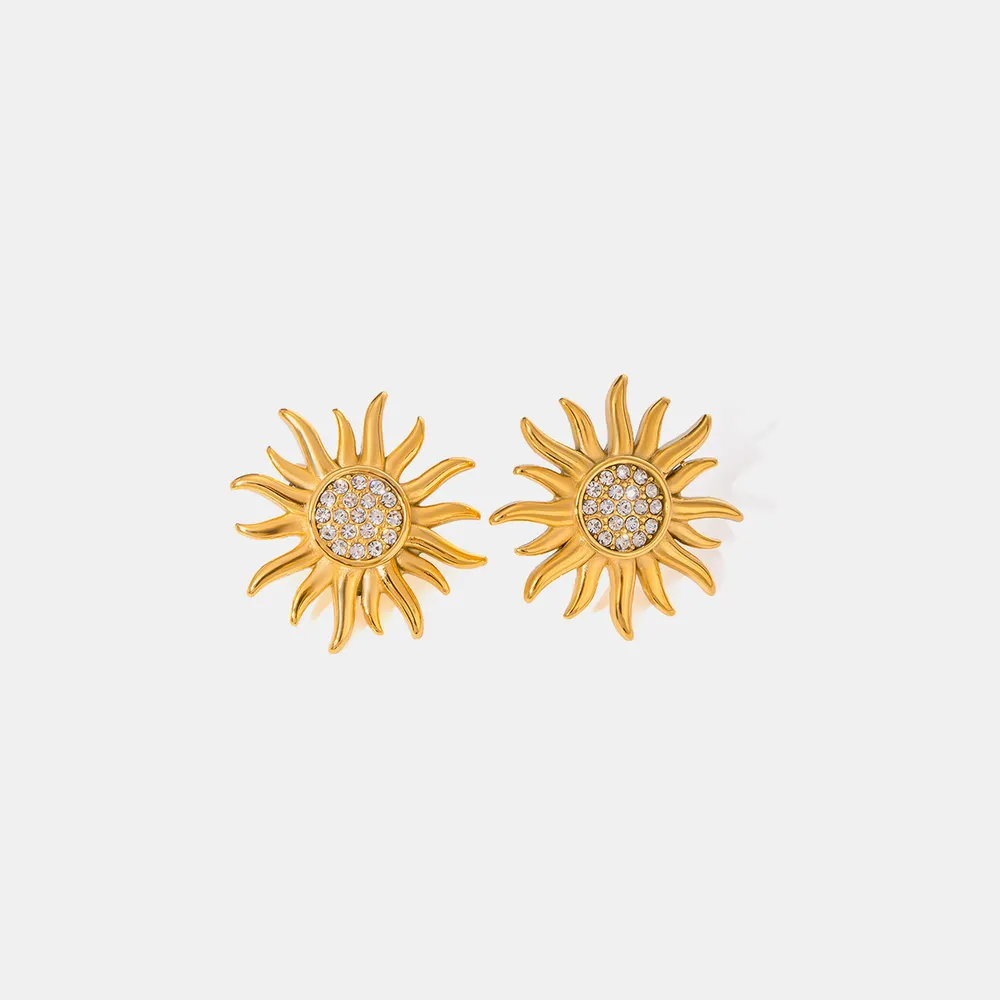 Sunflower – Blumen Ohrstecker Edelstahl Gold