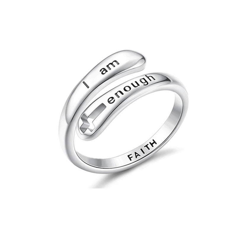 Enough – Hohler Kreuz Ring Verstellbar