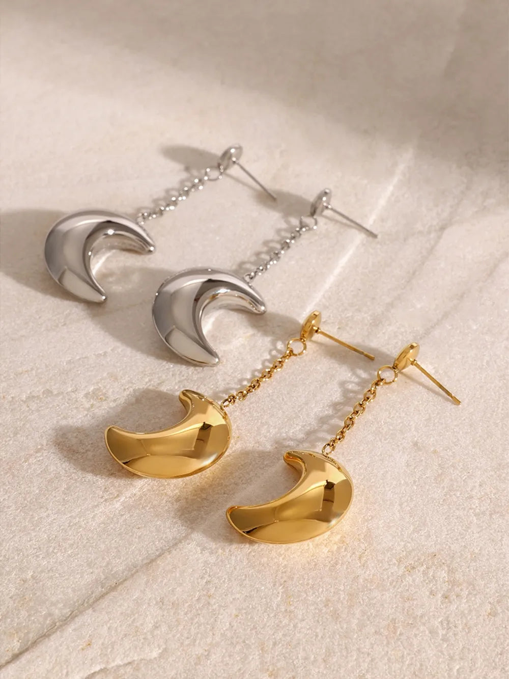 Luna – Mond Ohrringe Edelstahl Silber & Gold