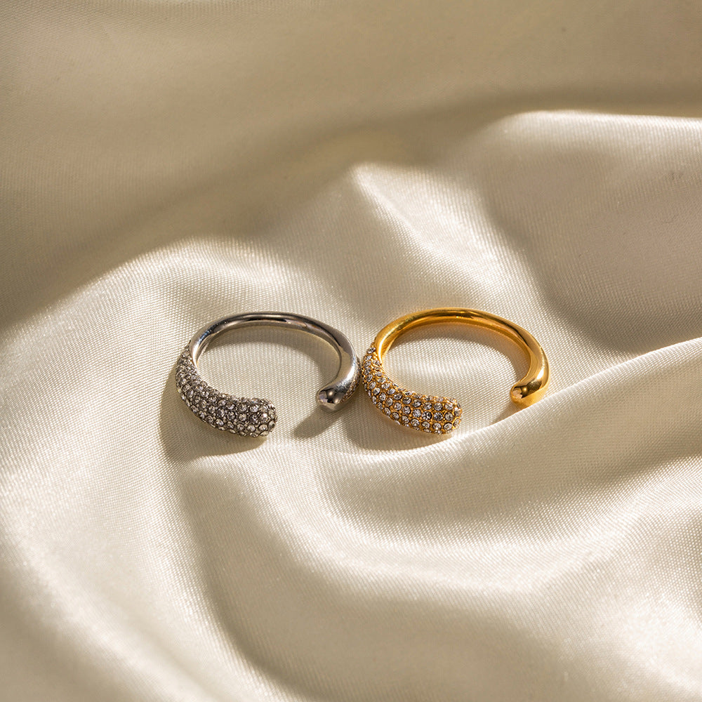 Diamond Arc – Offener Zirkon Ring Edelstahl