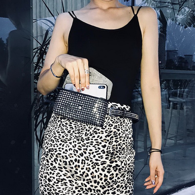 Gürteltasche Damen Luxus Nieten – Designer Bauchtasche Punk Style