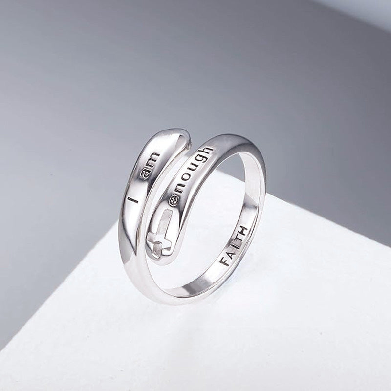 Enough – Hohler Kreuz Ring Verstellbar