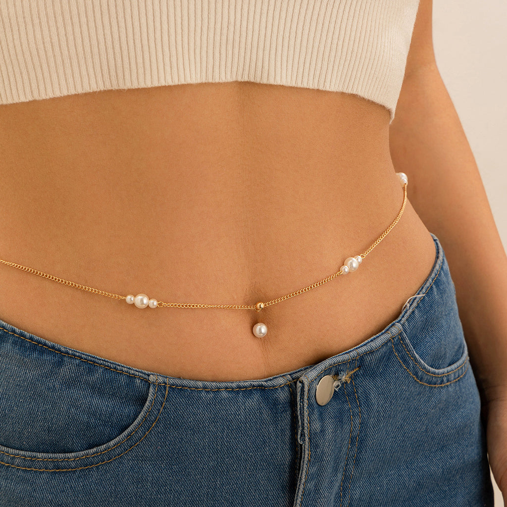 Zirkon Bauchnabel Body Chain – Perlen & Quasten | Sexy Bauchschmuck