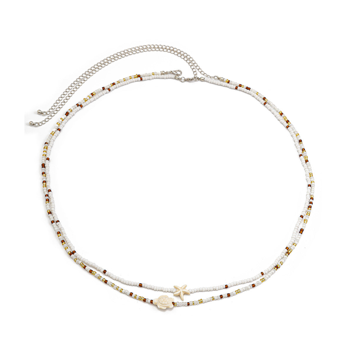 Ocean Wind Body Chain – Reisperlen Doppel-Taillenkette mit Seestern