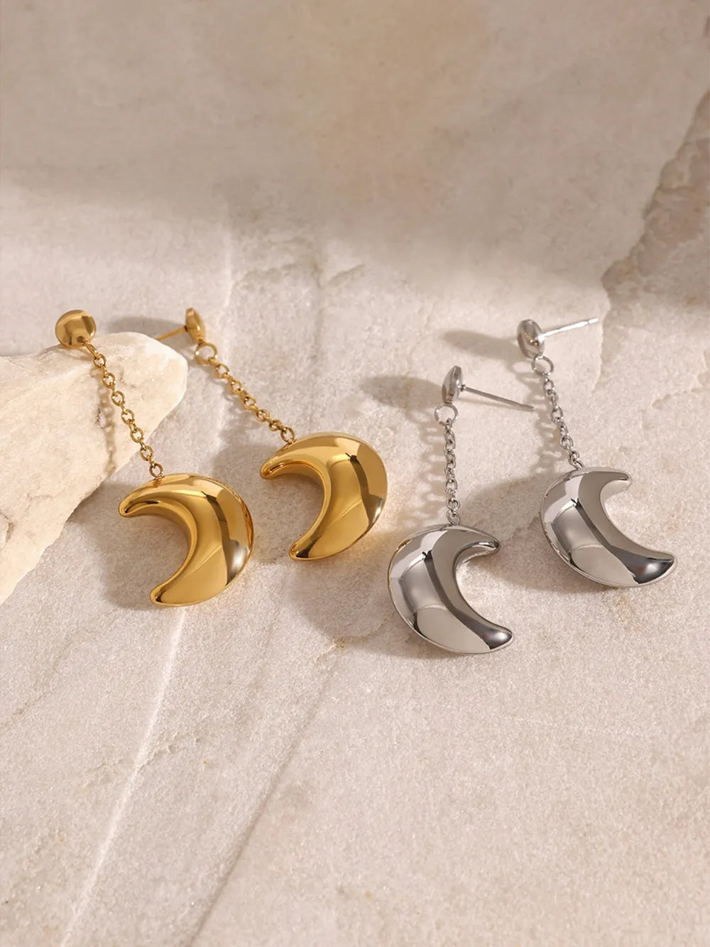 Luna – Mond Ohrringe Edelstahl Silber & Gold