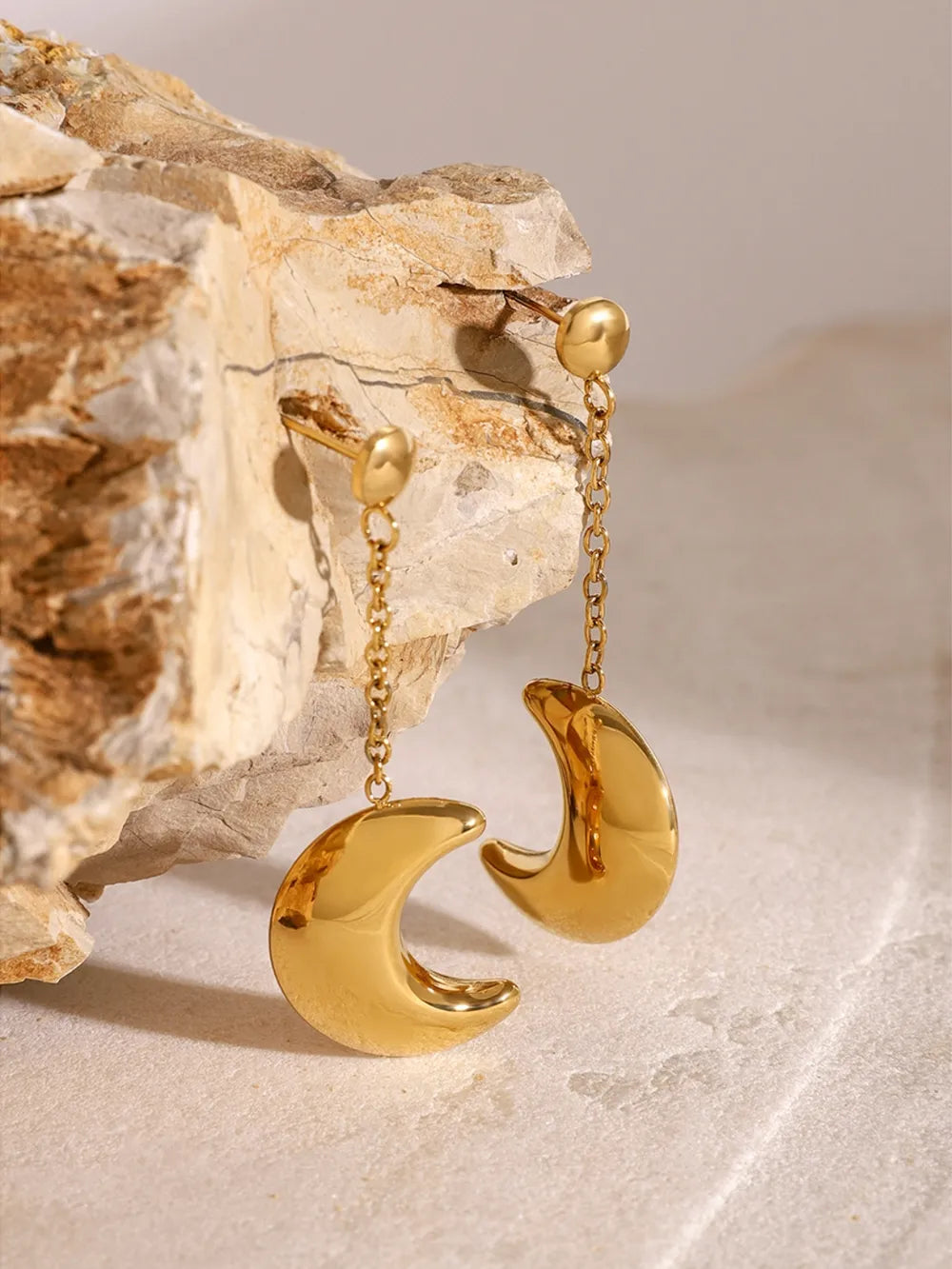 Luna – Mond Ohrringe Edelstahl Silber & Gold