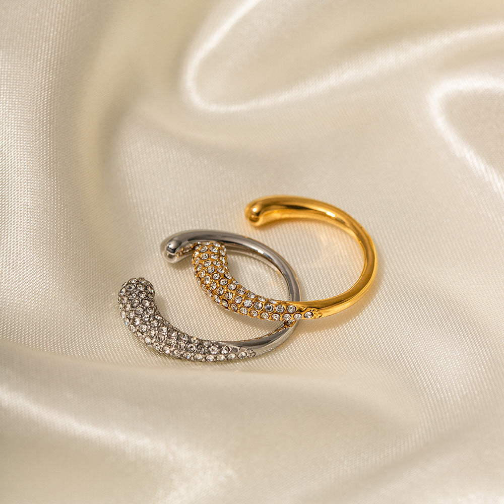 Diamond Arc – Offener Zirkon Ring Edelstahl