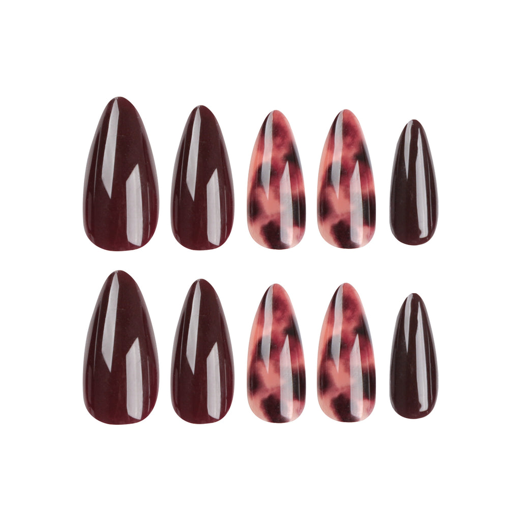 Press-On Nails French Colorblock – Mandelförmige Kunstnägel