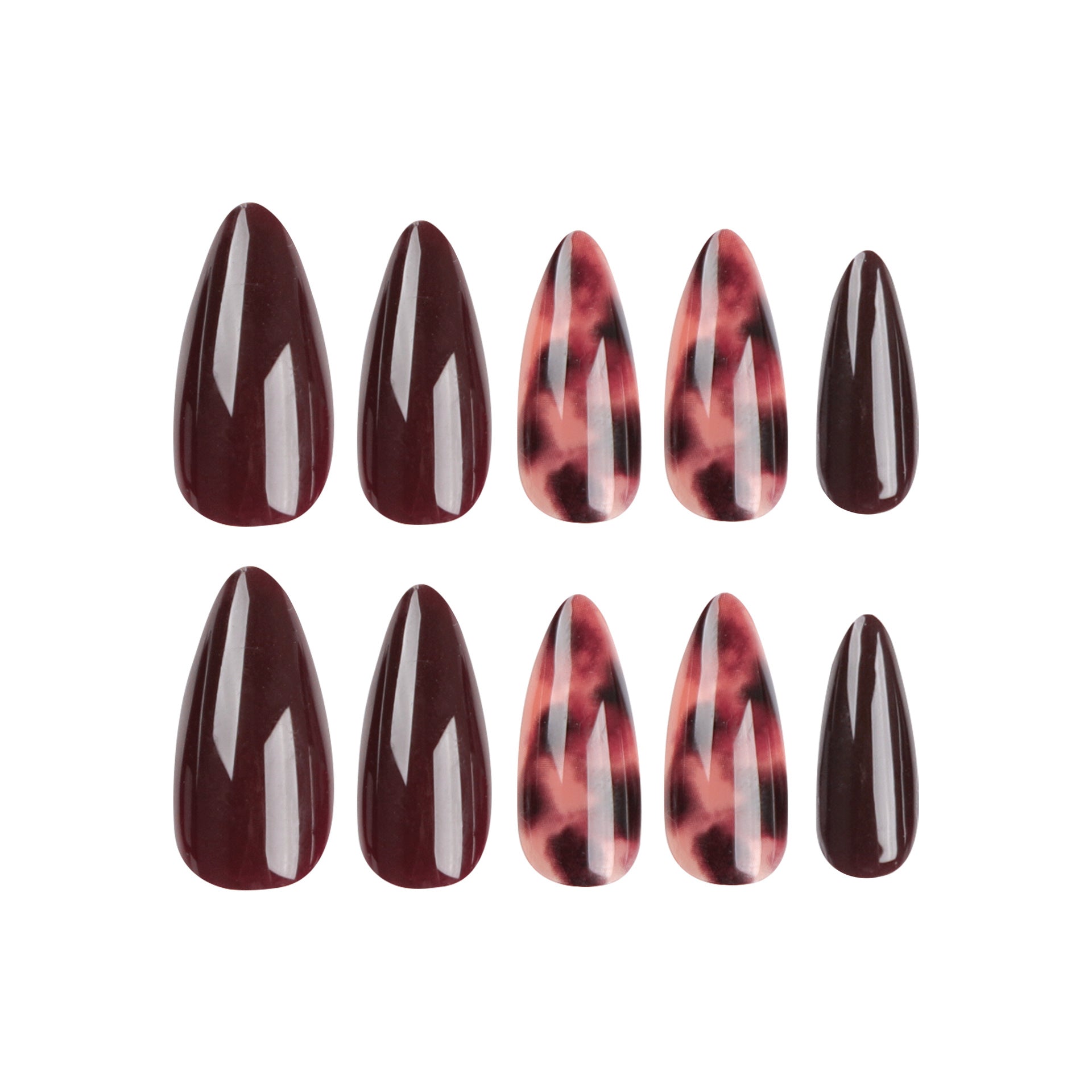 Press-On Nails French Colorblock – Mandelförmige Kunstnägel