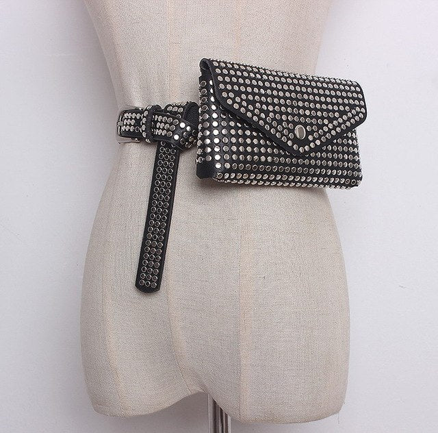 Gürteltasche Damen Luxus Nieten – Designer Bauchtasche Punk Style