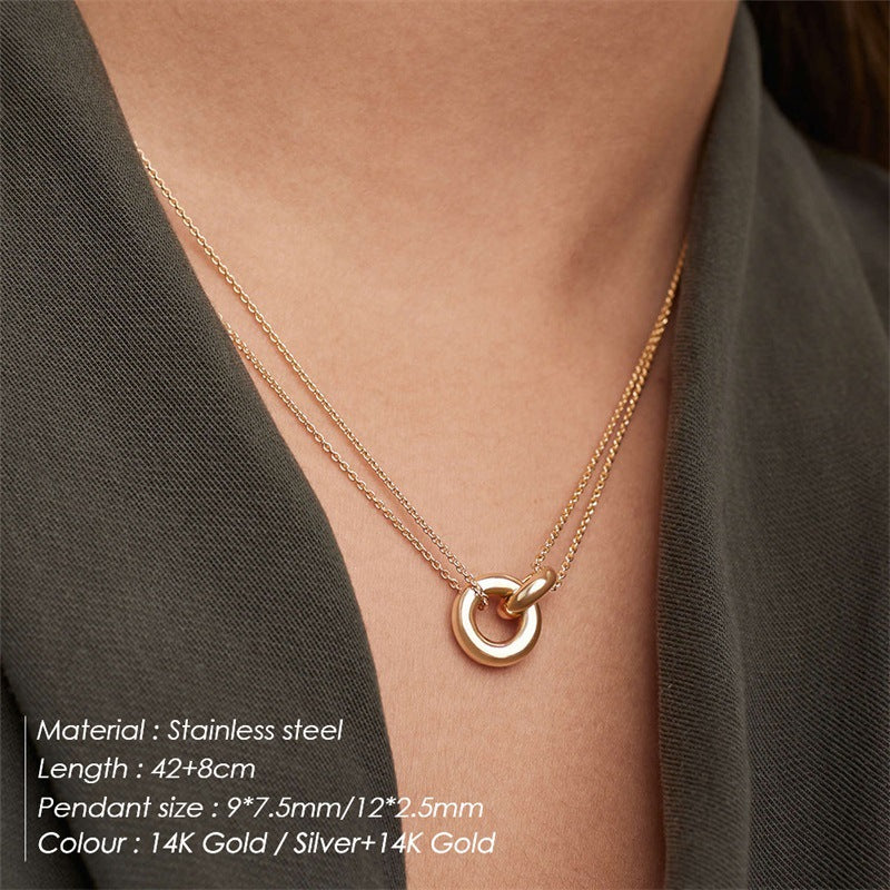 Doppelring Collarbone Kette | Gold, Rosegold & Bicolor