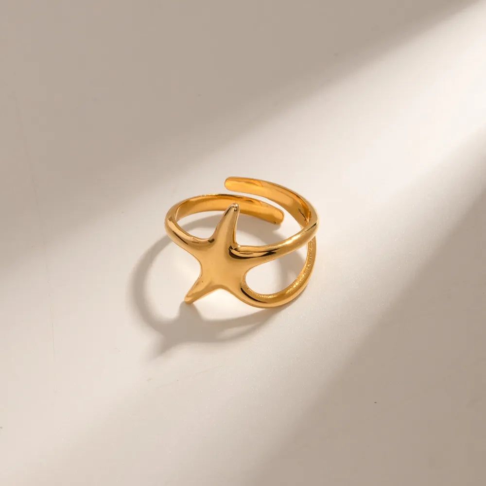 Geo Stone – Vergoldeter Stern Ring Edelstahl