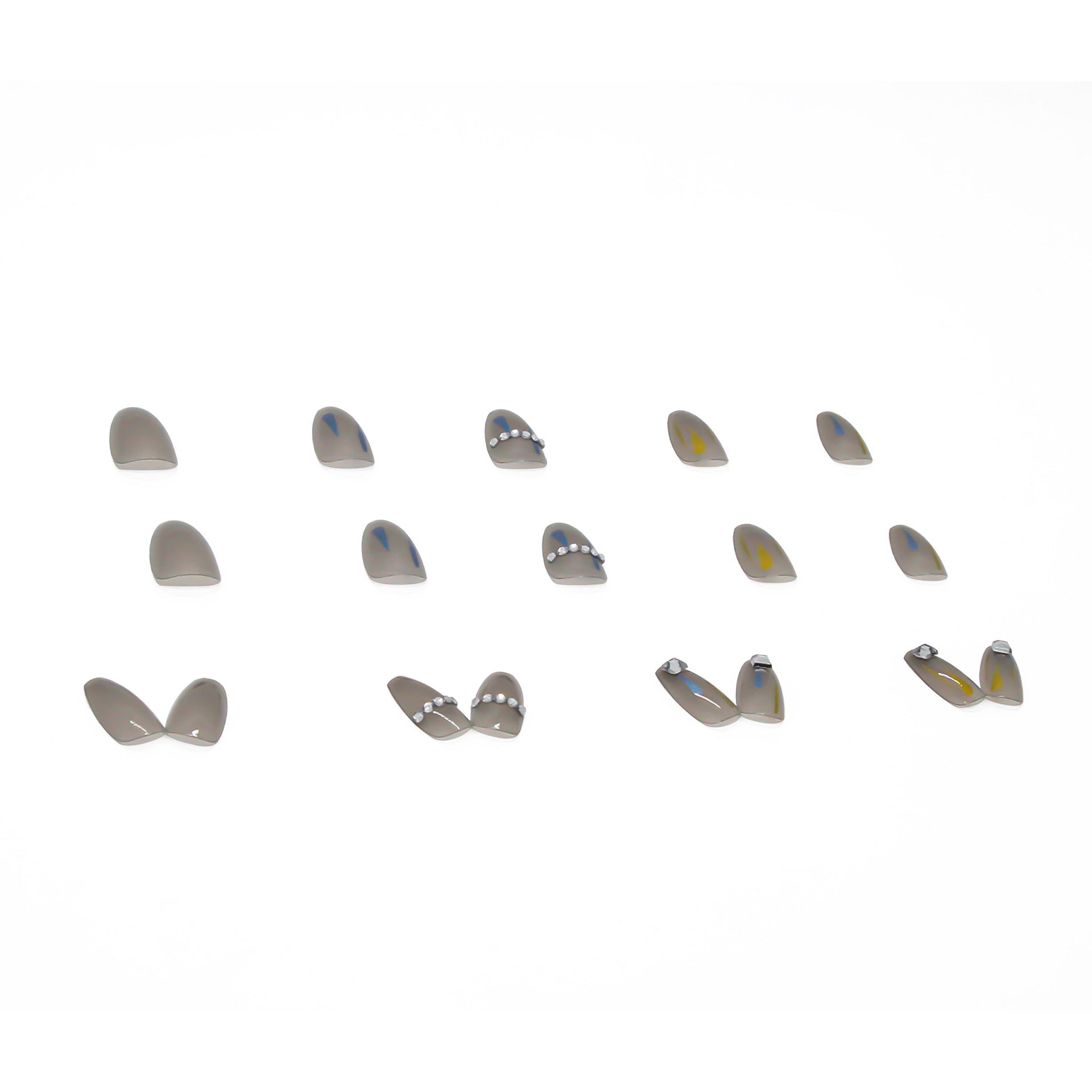 Transparente Grau Nails Damen – Eckige Künstliche Nägel High-End