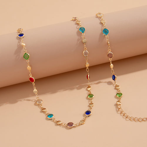 Bohémien Kristall Body Chain – Bunte Steine Taillenkette | INS Style