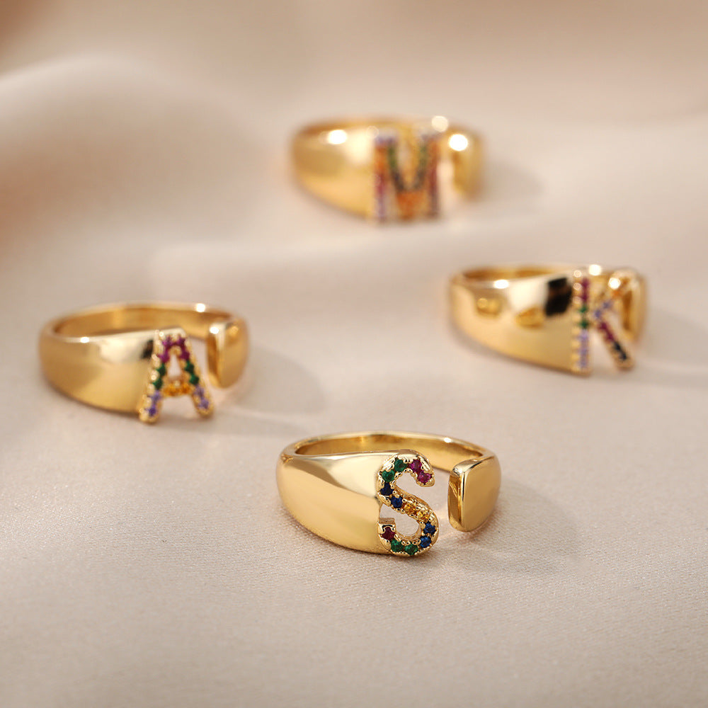 Hex Star – Zirkon Initial Ring 18K Gold
