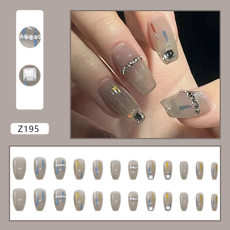 Transparente Grau Nails Damen – Eckige Künstliche Nägel High-End