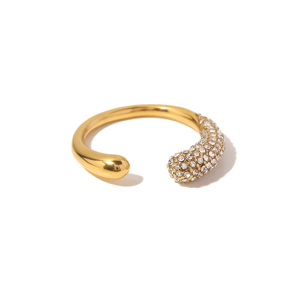 Diamond Arc – Offener Zirkon Ring Edelstahl