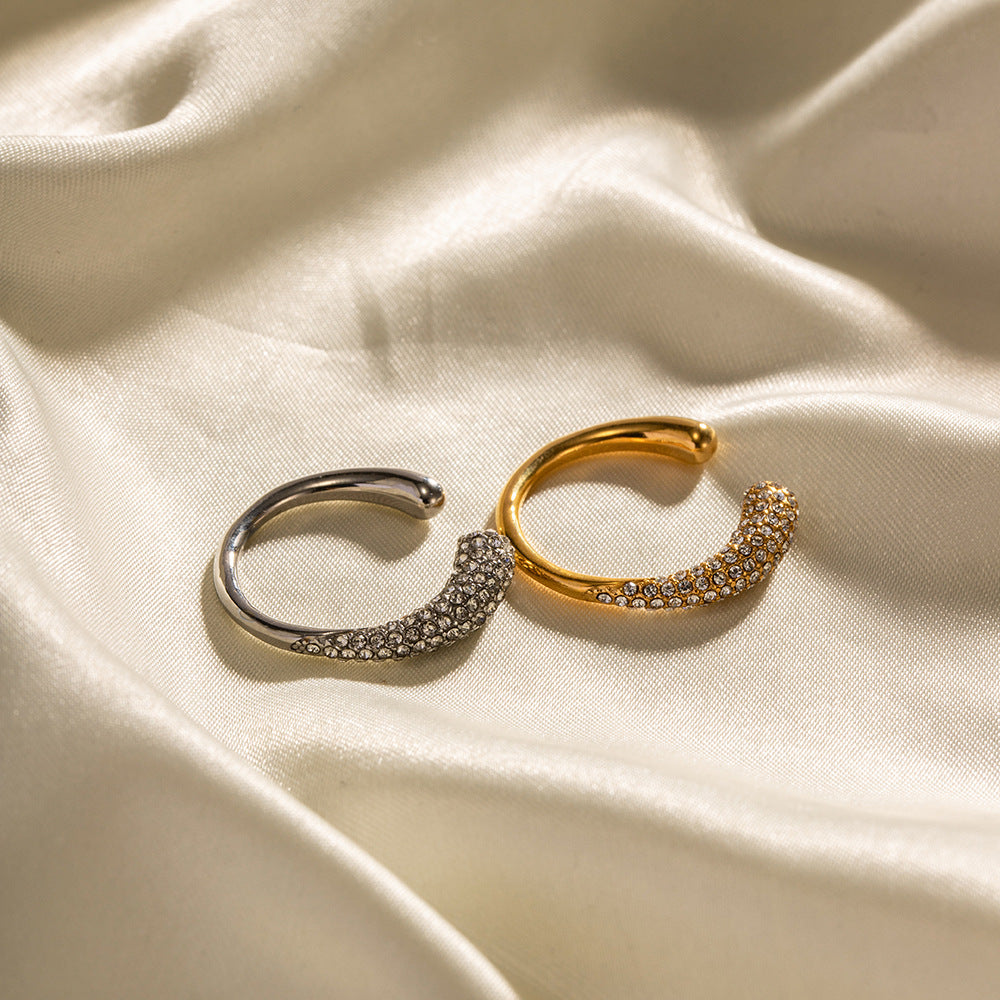 Diamond Arc – Offener Zirkon Ring Edelstahl