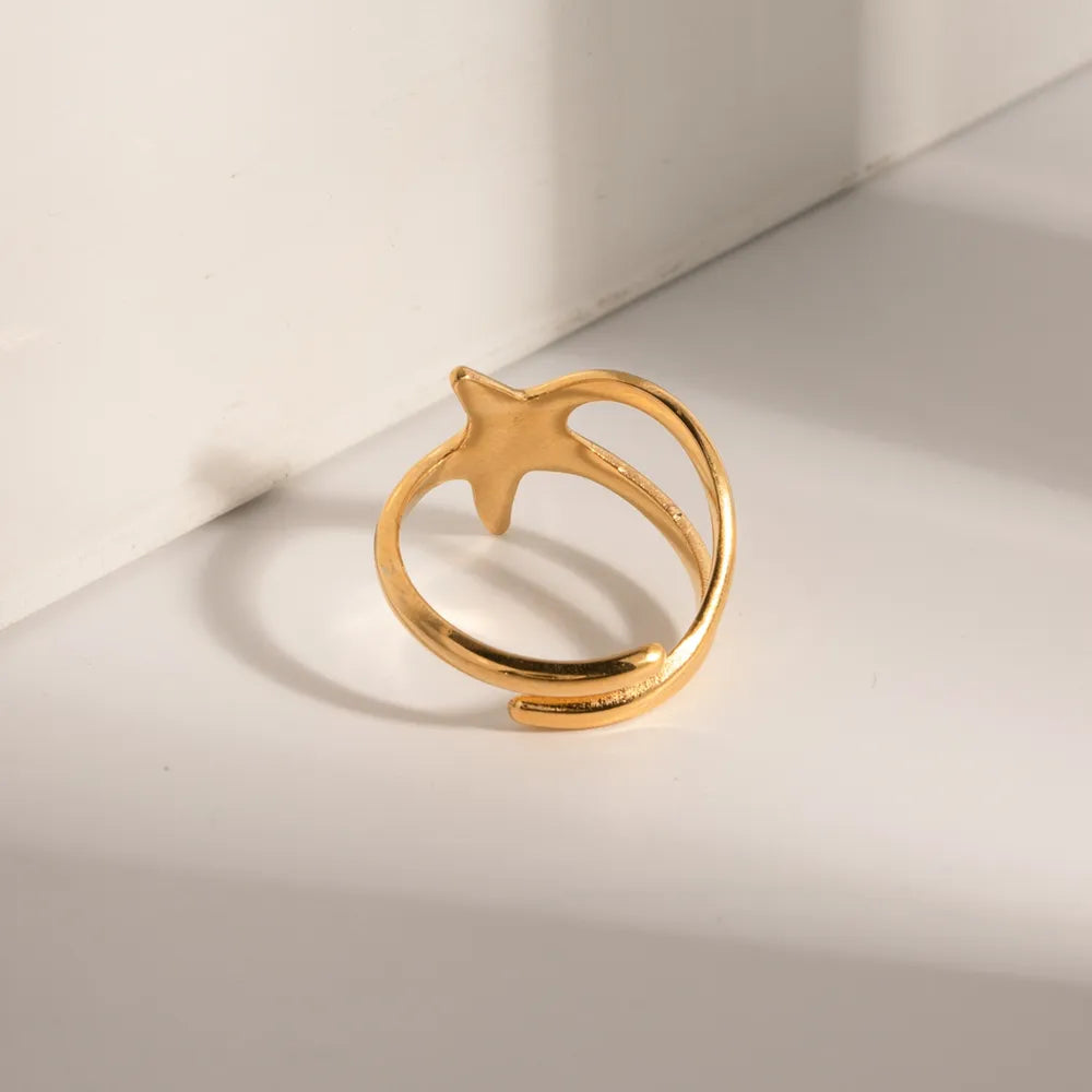 Geo Stone – Vergoldeter Stern Ring Edelstahl