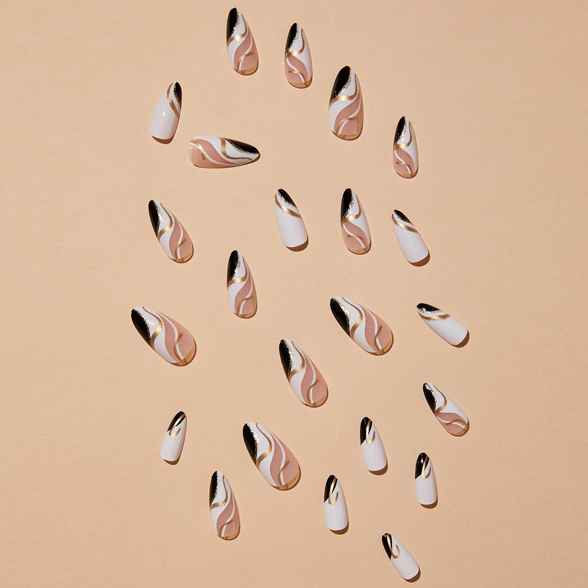Press-On Nails Mandel French Gold Welle – Zweifarbige Kunstnägel