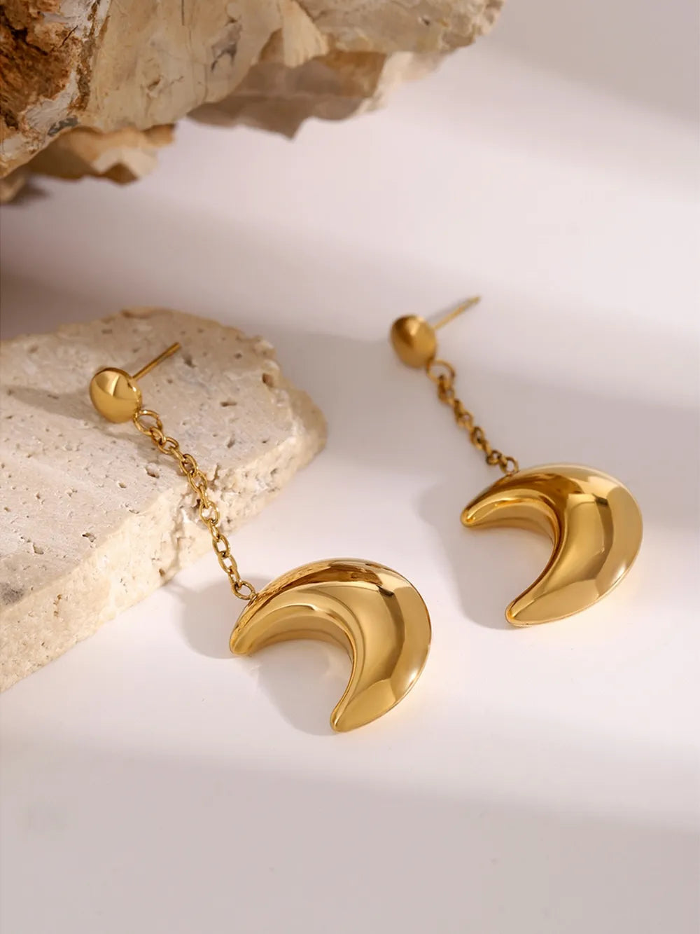 Luna – Mond Ohrringe Edelstahl Silber & Gold