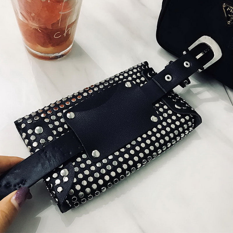 Gürteltasche Damen Luxus Nieten – Designer Bauchtasche Punk Style